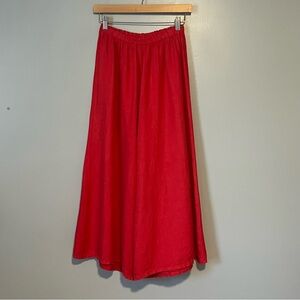 Bryn Walker red 100% linen pull on wide leg flood pants, XS.